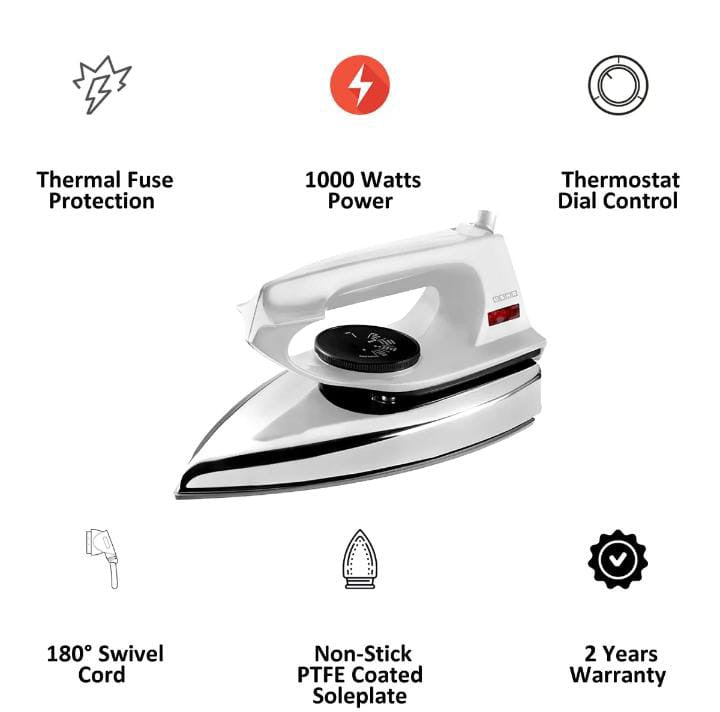 Iron Light Weight Random Color Iron Pro - Istri - Dry Iron - Electric Iron - Best For Traveling - 220volt - 1000 Watt - Fast And Efficient - Powerful Pressing - For All Fabrics - Garment Presses