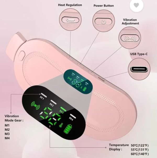 Heating Pad Women Period Pain Cramp Relief Belt -Portable Menstrual Heating Pad, Heated Belly Belt For Menstrual Cramp Relief With 3 Heat Levels And 4 Modes, Electric Belt Massage For Women And Girls - Electric Massager Machine