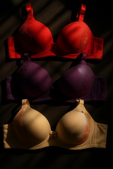 Silk Embroidered Padded Bra for Women – Luxury Undergarment with Soft Silk Fabric, Stylish Embroidery, Comfortable Fit & Everyday  Random color