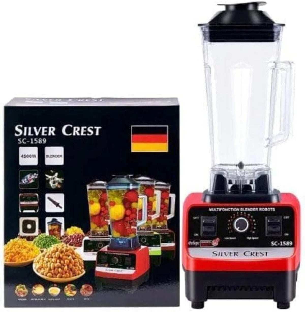 Silver Crest SC-1589 2 In 1 High Power Blender 4500W – Multi-Function Grinder & Smoothie Maker
