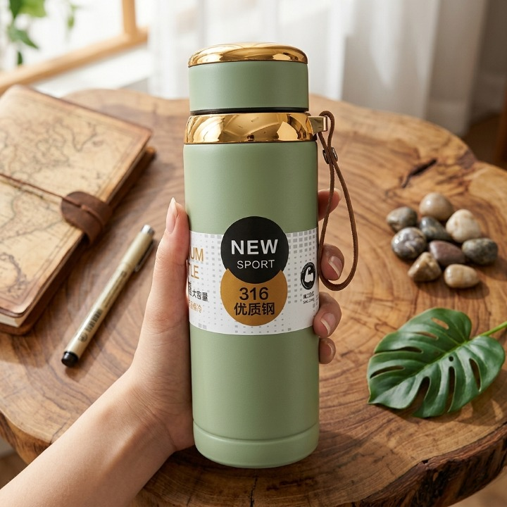 1000ml Matte Stainless Steel Bottle Leak Proof Durable Hot Cold Water Bottle For Office Gym Travel