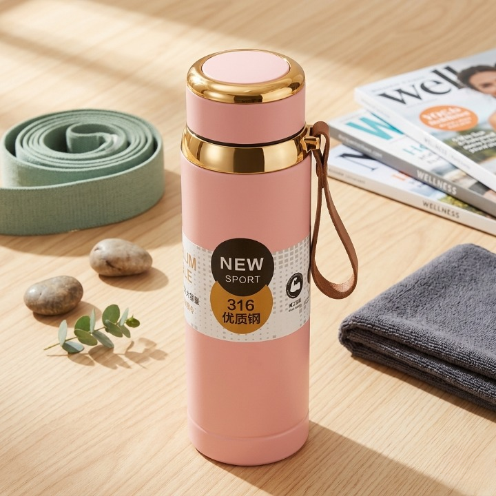 1000ml Matte Stainless Steel Bottle Leak Proof Durable Hot Cold Water Bottle For Office Gym Travel