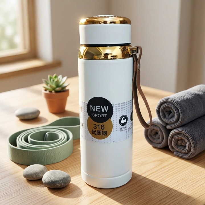 1000ml Matte Stainless Steel Bottle Leak Proof Durable Hot Cold Water Bottle For Office Gym Travel