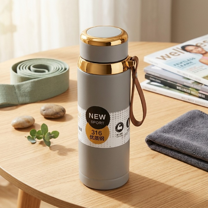 1000ml Matte Stainless Steel Bottle Leak Proof Durable Hot Cold Water Bottle For Office Gym Travel