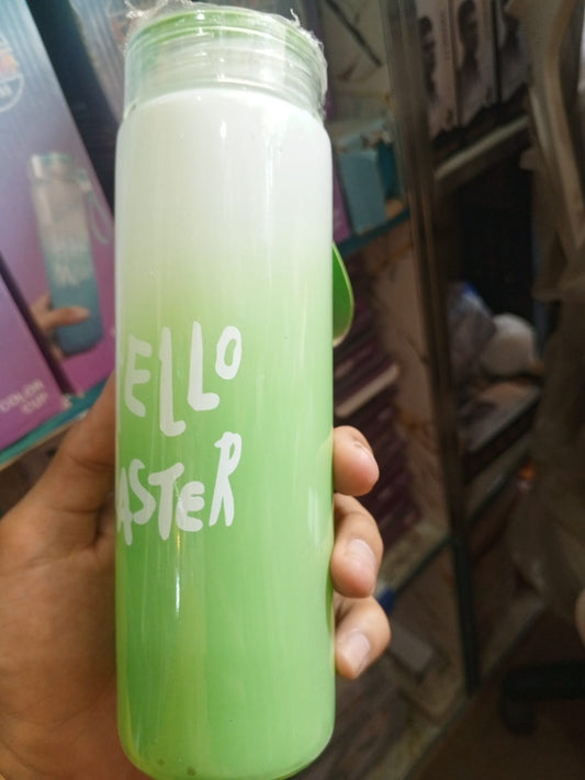Hello Master 480ml Frosted Glass Water Bottle - Transparent Leak-Proof Portable Drinkware with Carrying Strap (Random Color)