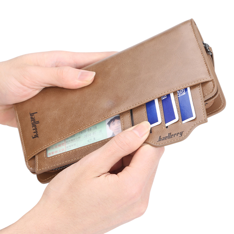 Balebaily Long Wallet for Men & Women with Zipper Pocket 15 Card Slots and Photo Window - Black