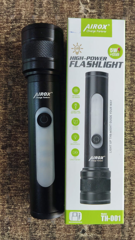 Airox 5 In 1 Rechargeable Flash Light – Type-C Charging | Black