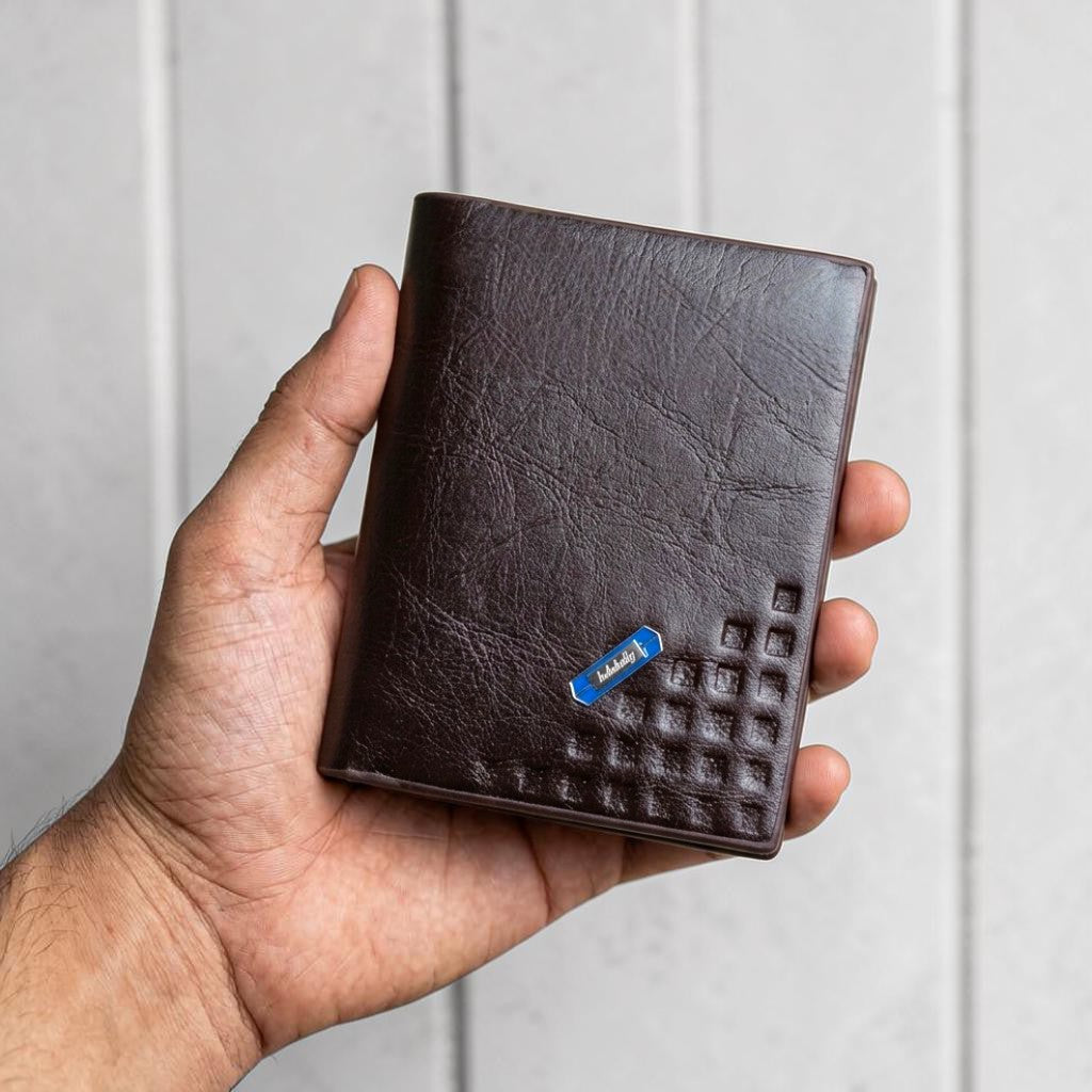 Balebaily Square Pattern Bifold Wallet | Compact PU Wallet for Men & Women Black