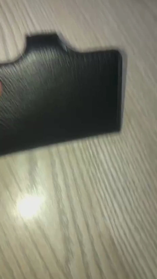 Slim Metallic Pop-Up Card Holder – Minimalist RFID Blocking Wallet with Leather Wrap (Black)