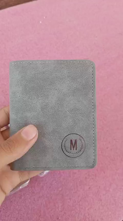 GU II Male Short Thin Man Wallet Providing Stylish Design Comfortable Use Durable Quality - Black