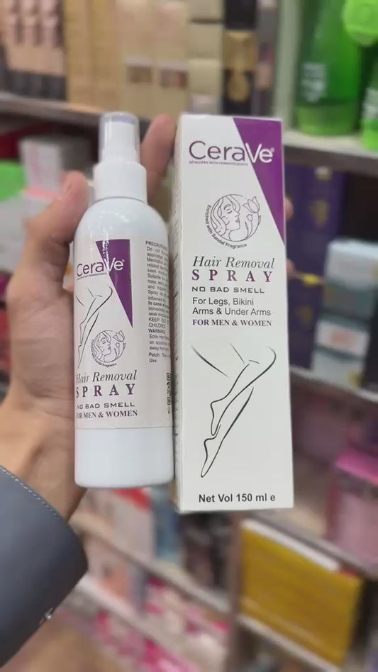 Purple CeraVe Hair Removal Spray - Gentle Body Hair Eliminator Smooth Skin Depilatory Formula Easy Spray Skincare Product For Men And Women - 150ML